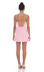 Ruffled Slit Dress in Pink