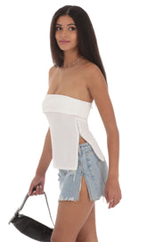 Zipper Slit Top in White